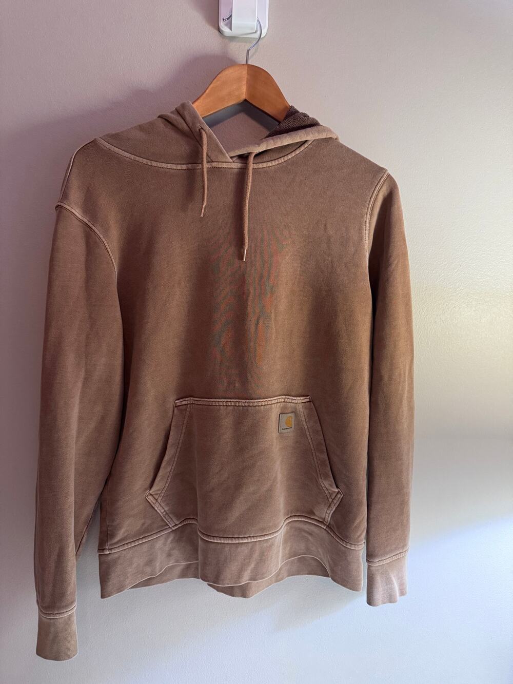 Carhartt Men's Medium Relaxed Fit Brown TENCEL Pullover Hoodie Washed Faded